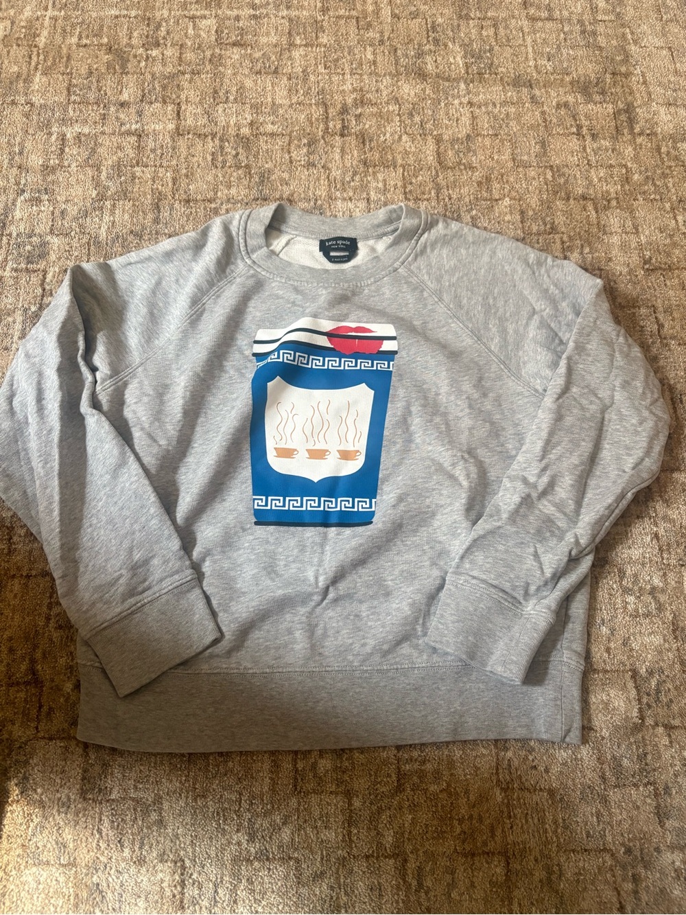 kate spade Gray Crewneck Sweatshirt with Blue and Red Graphic